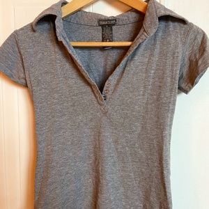 Grey collar v-neck